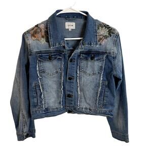 Joe's Jeans Denim Jacket Kids Size Large Womens Small Embroidery